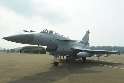 The J-10C fighter jet displayed at the 2021 Zhuhai Airshow in Zhuhai City, Guangdong province. AFP