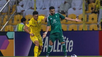 Al Ahli winger Riyad Mahrez, right, in action during the AFC Champions League match against Al Wasl in Dubai, UAE on September 30, 2024. Getty