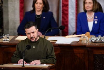 Ukrainian President Volodymyr Zelenskyy lobbied Washington in December for more resources towards the war effort. AP Photo