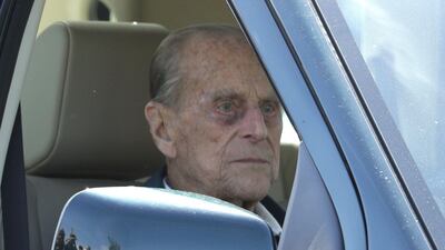 The Duke of Edinburgh sits in his car on the third day of the Royal Windsor Horse Show in 2018. Dan Kitwood/Getty Images