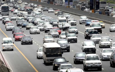A traffic jam on Sheikh Zayed road in Dubai. Photo: Stephen Lock for The National
