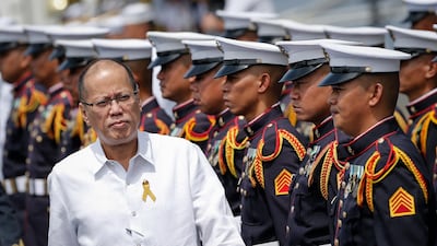 Philippine president Benigno Aquino reviews an honour guard during the Philippine Navy's 118th anniversary in Manila on June 1, 2016. EPA
