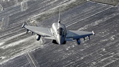 An Italian Air Force Eurofighter Typhoon fighter containing technologies from both UK security firm Ultra Electronics and US-backed Cobham. Ultra accepted a £2.57bn buyout from Cobham at the start of the week. Reuters