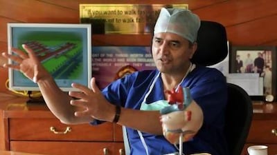 Indian philanthropist, cardiac surgeon and founder of Narayana Hrudayalaya, Devi Shetty, at the cardiac-care hospital in Bangalore.