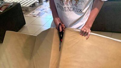 The chair's cushion was made by cutting a futon mattress found in Carrefour to size. Photo by Samantha Hall