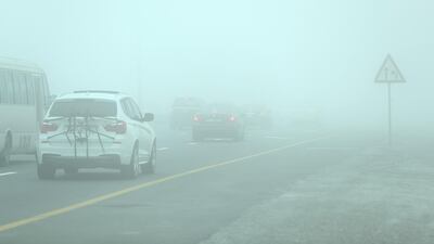 Heavy fog for motorists in Dubai. Chris Whiteoak / The National