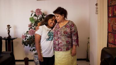 Sylvia Hari with her eldest daughter Nikita Hari, 28, who has kidney failure. As Mrs Hari has been unable to pay the full amount of the dialysis treatment, the bill has risen to Dh183,000. Anna Nielsen for The National