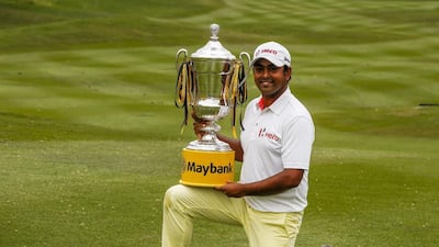 Four birdies in the first five holes helped lift Anirban Lahiri of India to the Malaysian Open golf title in Kuala Lumpur. Azhar Rahim / EPA