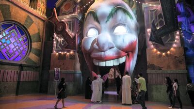 The Joker Funhouse at Gotham city in Warner Bros World Abu Dhabi. Reem Mohammed / The National
