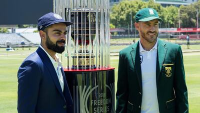 Virat Kohli, left, and Faf du Plessis will be key players for their respective teams. Rodger Bosch / AFP