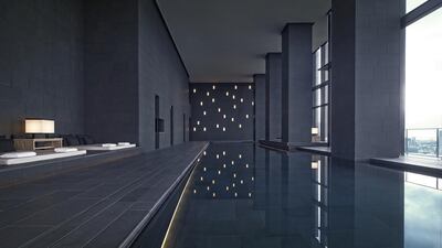 Swimming Pool at Aman Tokyo hotel. Courtesy Amanresorts
