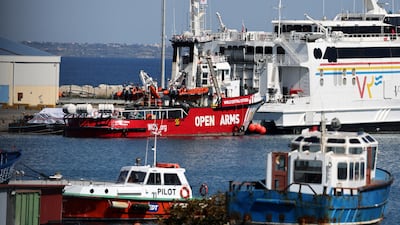 The rescue vessel Open Arms is docked in Cyprus carrying food aid meant for Gaza. Reuters