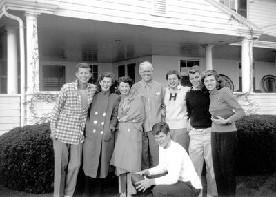 The Kennedy family, from left, John, Jean, Rose, Joseph senior, Patricia, Robert, Eunice and in foreground, Edward. AP photo