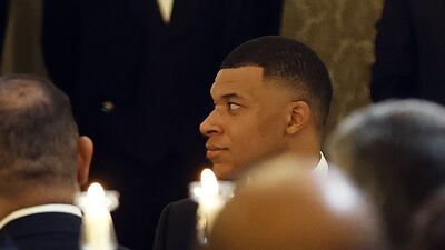 Mbappe at the state dinner. EPA