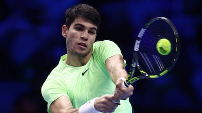 Carlos Alcaraz defeated Andrey Rublev in 74 minutes in Turin on November 15, 2023. Reuters