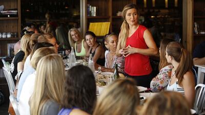 Founder of GloryGirl Fitness, Nadine du Toit, chairs a bi-monthly meeting of Fit Girls in Business where a group of women fitness professionals network at the Urban Bistro in Media City. Antonie Robertson / The National