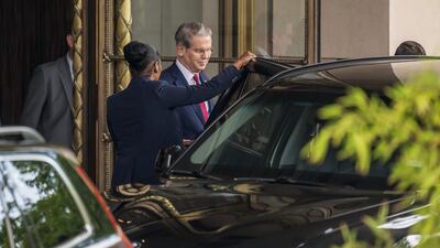 US Treasury Secretary Scott Bessent is seen leaving his hotel for a meeting with China's officials on tariffs in Geneva on Saturday. Investors will be keeping a close eye on the discussions for clues on the economy moving forward. AFP