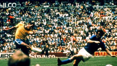 Carlos Alberto scores Brazil's fourth goal in their 4-1 World Cup final win against Italy in 1970. Getty