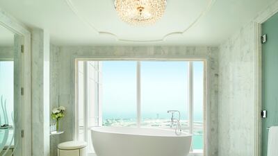 Designed by Hirsch Bedner Associates together with local designers, the hotel’s interiors were inspired by the region’s heritage and St Regis brand, mixing colours of the local sands, traditional cuisine and souqs.