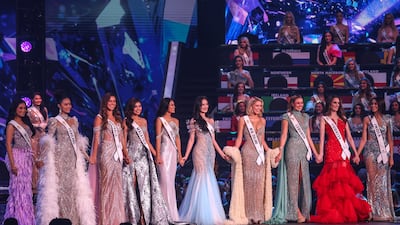 Contestants compete in the 72nd Miss World grand finale at the HITEX Exhibition Centre, in Hyderabad, India. EPA