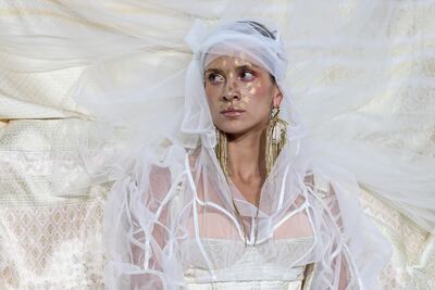 A model at the Vivienne Westwood presentation. Photo: AP