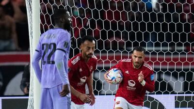 Al Ahly's Ali Maaloul celebrates after pulling a goal back. AP