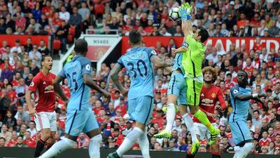 Claudio Bravo won on his debut but endured a difficult time in the Manchester derby. Peter Powell / EPA