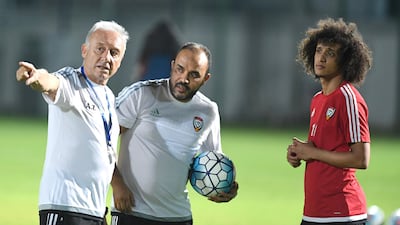 UAE manager Alberto Zaccheroni, left, will aim to guide the national team to glory on home soil at the 2019 Asian Cup. Courtesy UAE FA