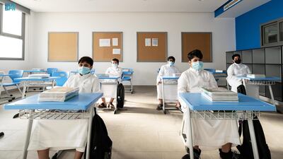 Children return to school amid Covid-19 precautionary measures. Saudi Press Agency