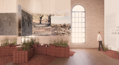 The pavilion highlights the environmental impact of war. Photo: Collective for Architecture Lebanon