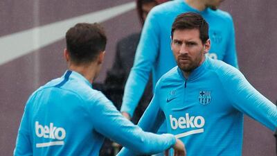 Barcelona's Lionel Messi during training. Reuters