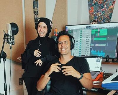 Hisham Kharma and Tasneem Elaidy, the female vocalist on the song. Photo: Hisham Kharma