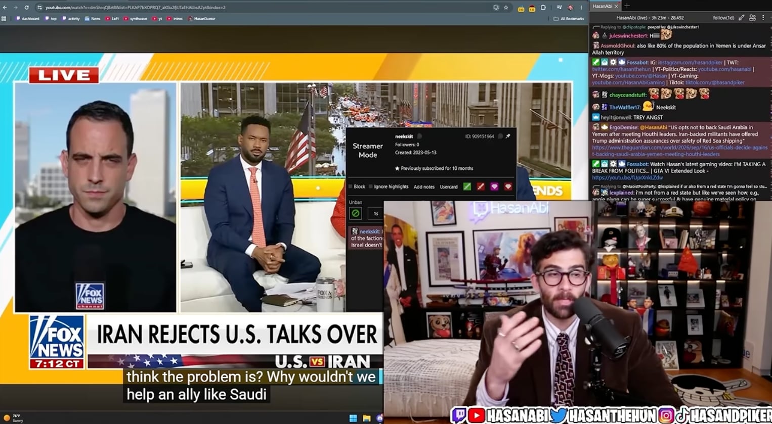 A screengrab from a Hasan Piker Twitch stream