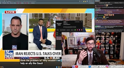 A screengrab from a Hasan Piker Twitch stream