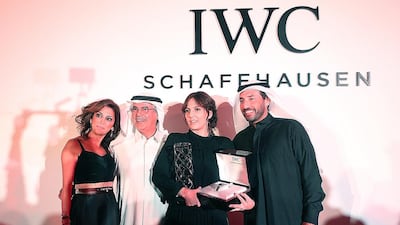 Layla Kaylif was accompanied to the event by the man who she says was the inspiration behind her script – her father, Khalifa Dasmal. Satish Kumar / The National