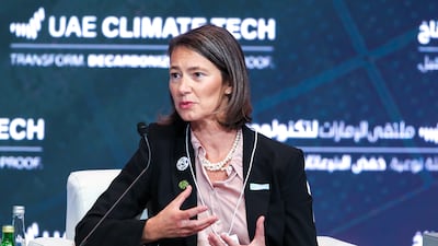 Adnoc's chief technology officer Sophie Hildebrand takes part in a panel discussion at the forum