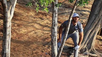 Dustin Johnson plays a shot to the tenth green. Getty Images