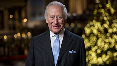 King Charles III recording his Christmas message in Westminster Abbey, London. Getty Images