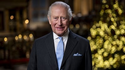 King Charles III recording his Christmas message in Westminster Abbey, London. Getty Images