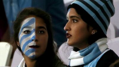 The initial cheers were for a few Manchester City players warming up before the match, but a much louder roar echoed around the stadium when the home team ran out of the tunnel. AFP Photo / Karim Sahib