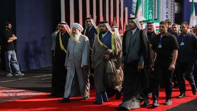 Senior officials and foreign delegations arrive at the ceremony in Tehran. Getty Images