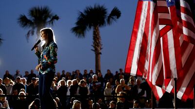 US Republican presidential hopeful Nikki Haley speaks during a campaign event in Beaufort, South Carolina. AFP
