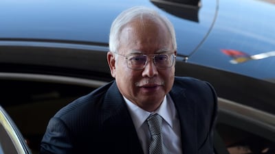 Malaysia's former prime minister Najib Razak arrives at the Kuala Lumpur High Court for his trial over 1MDB corruption allegations in Kuala Lumpur on April 15, 2019. AFP