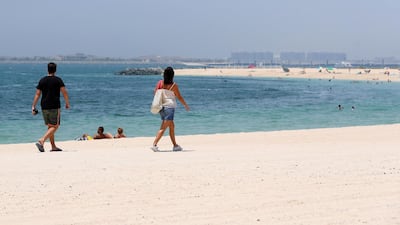 A kite surfer at Kite surfing beach in Dubai.