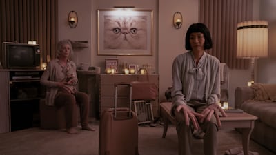 Jamie Lee Curtis, left, and Yeoh in a scene from Everything Everywhere All at Once. Photo: A24