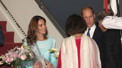 Catherine, Duchess of Cambridge and Prince William, Duke of Cambridge arrive at Kur Khan airbase ahead of their royal tour of Pakistan on October 14, 2019 in Rawalpindi, Pakistan. Getty Images