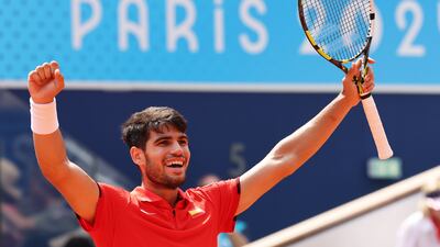 Carlos Alcaraz celebrates after beating Felix Auger-Aliassime. Getty Images