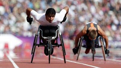 Mohammed Hammadi, left, will be back on the track on Saturday competing in his final event of the Games.