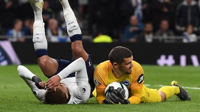 Brighton goalkeeper Matthew Ryan makes a save from Tottenham Hotspur's Dele Alli. EPA