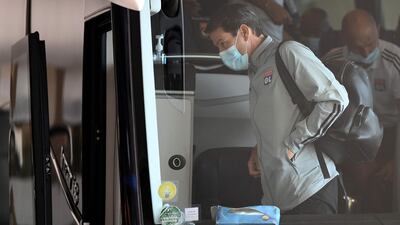 Lyon's French coach Rudi Garcia arrives at the team hotel in Cascais. AFP